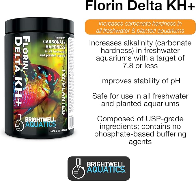 Brightwell Aquatics Florin Delta KH+ - Increases Carbonate Hardness and pH Stability in Freshwater and Planted Aquariums 500-g