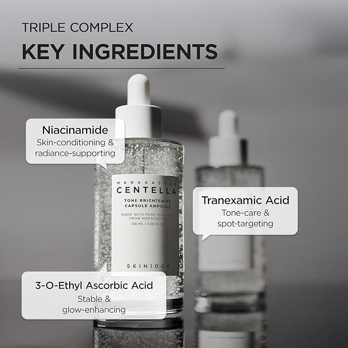 SKIN1004 Tone Balancing Capsule Ampoule, Niacinamide & Centella Serum for Face, Korean Hydrating Facial Serum for Dark Spot & Skin Tone with Tranexamic Acid, Korean Skin Care, 1.69fl.oz / 50ml