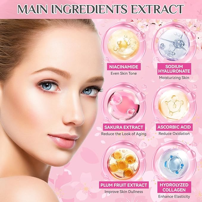 29Pcs Valentine's Day Sakura Skincare Set, Skincare for Girls 10-12, Complete Skincare Routine for Clean, Soft and Hydrated Skin, Ideal Gift for Teen Girls