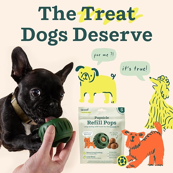WOOF Pupsicle Refill Pops, Delicious Long Lasting Dog Treats, Pre-Made Pupsicle Refills for Dogs, Wholesome Ingredients, Low-Mess Chicken Pet Treats - Small Pops - 10 Count - 3 Pack