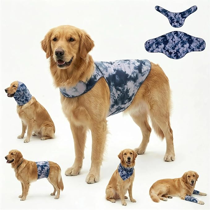 DAJIDALI® Modular Dog & Cat Anxiety Jacket, 2-Piece Calming Vest with Detachable Ear Hood, Silent Self-Adhesive Fabric, Thunder Relief & Post-Surgery Recovery Wrap