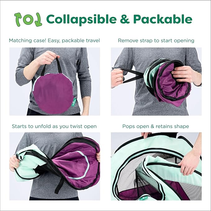 Furhaven Portable Dog Playpen Cat Tent, Pet Playground,Kennel Foldable Indoor Outdoor Zippered Puppy Crate - Purple, Extra Large
