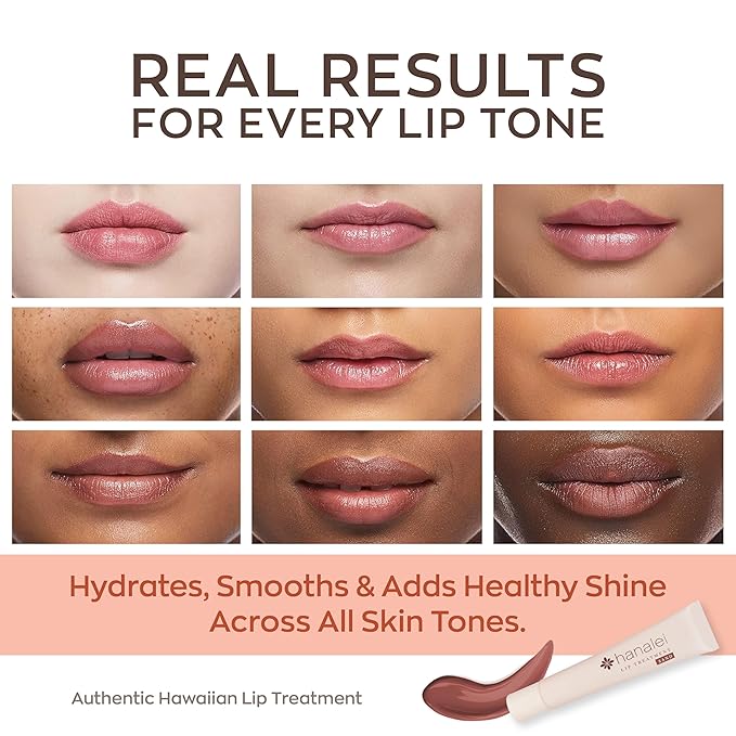 Hanalei Lip Treatment for Dry, Chapped Lips – Intensive Overnight Moisturizer with Kukui Oil, Shea Butter & Grapeseed Oil – Hydrating Balm for Healing Cracks – Natural Nude Tint, 15g – Cruelty-Free