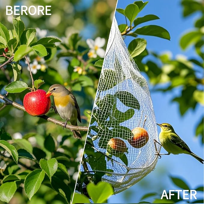 6'x50' White Polyester Bird Netting with 1" Square Mesh, Strong and Durable Chicken Coop Roof Netting, Protect Your Poultry from Hawks, Great for Gardens, Fences and Fruit Tree