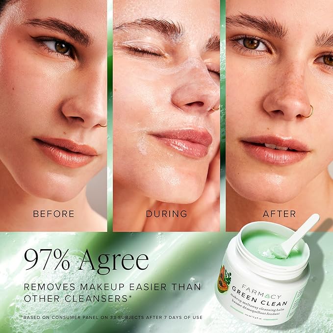 Farmacy Ceramide Face Moisturizer + Cleansing Balm Duo - Travel Size Skin Care Set with Green Clean Makeup Remover Balm + Honey Halo Moisturizer Face Cream (2 Count)