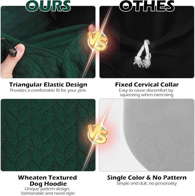EXPAWLORER Textured Cable Knit Basic Dog Hoodie, Elevated Style Dog Sweater with Leash Hole and Pocket, Soft and Warm Pet Winter Coat, Cold Weather Clothes for Small Medium Large Dogs Cats,Green XXL