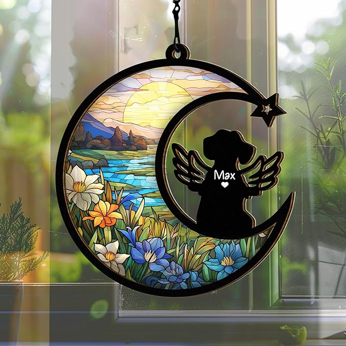 Chillever Dachshund Memorial Suncatcher – Custom Pet Remembrance Ornament, Dog Loss Sympathy Gift