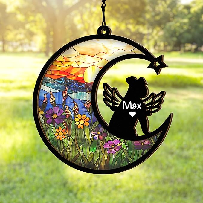 Chillever Miniature Schnauzer Memorial Suncatcher – Custom Dog Breed Ornament, Pet Loss Sympathy Gift