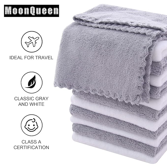 MOONQUEEN Microfiber Facial Cloths Fast Drying Washcloth 24 Pack - Premium Soft Makeup Remover Cloths - Highly Absorbent