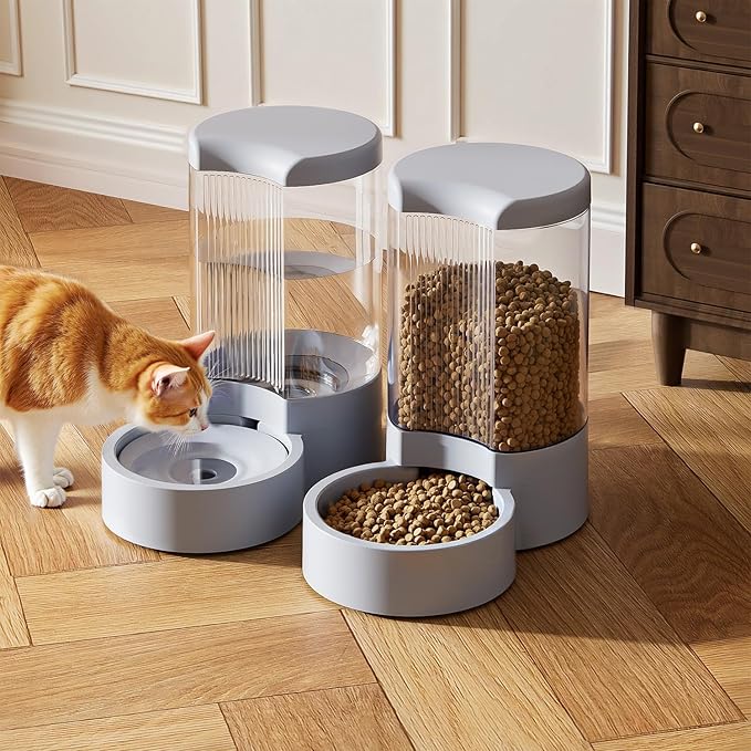 Pet Feeder and Water Dispenser Automatic for Dogs Cats,Waterer and Gravity Food Feeder for Small & Medium Dogs Cats Puppies,6-Pound Food,1-Gallon Water, Easily Clean (Green)