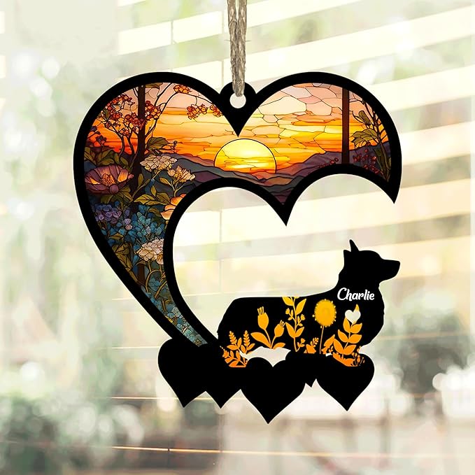 Lovely POD Corgi Suncatcher Ornaments, Personalized Corgi Memorial with Name, Dogs Loss Ornaments, Dog Remembrance Gift, Dog Memory Ornament, Loss of Dogs Sympathy Gifts