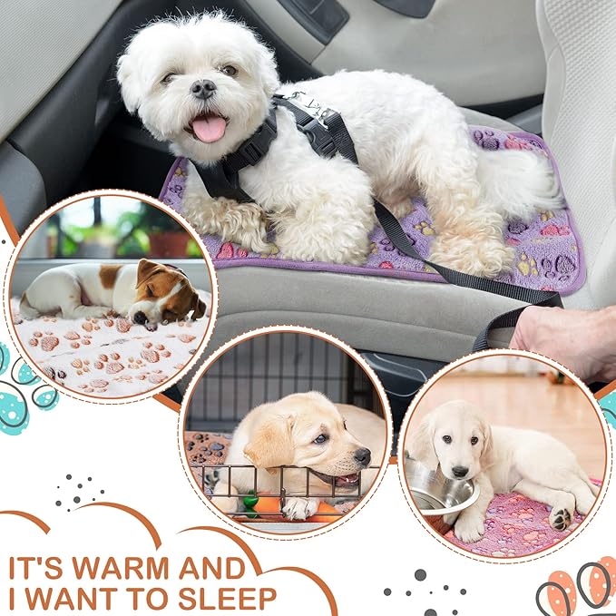 Reginary 4 Pcs Waterproof Guinea Pig Blankets Washable Small Animal Fleece Bedding Guinea Pig Cage Liners Reusable Training Pads Pet Pee Pad Sleep Mat for Hamster(Paw Print,35 x 24 Inch)