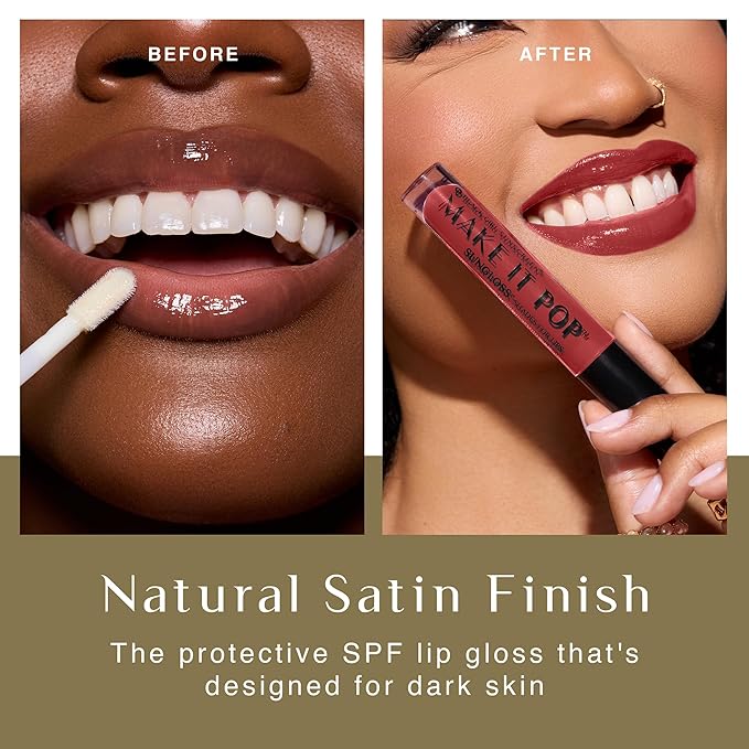 BLACK GIRL SUNSCREEN Make It Pop Sungloss for Women - SPF 50 Tinted Lip Gloss, Sunscreen Sungloss, Sun Protection for Skin, Hydrating & Moisturizing Care, Satin Finish - Red Wine, 0.13 fl oz