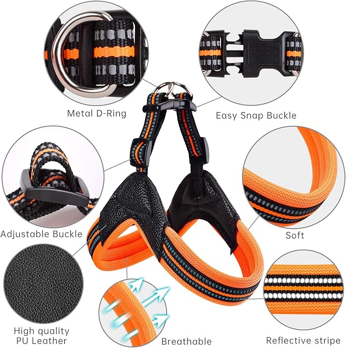 Dog Harness No Pull Ultra Soft Breathable Padded Pet Harness 2 Adjustable Botton, 3M Reflective Pet Harness for Dogs Easy Control for Small Medium Large Dogs (L, Blue)