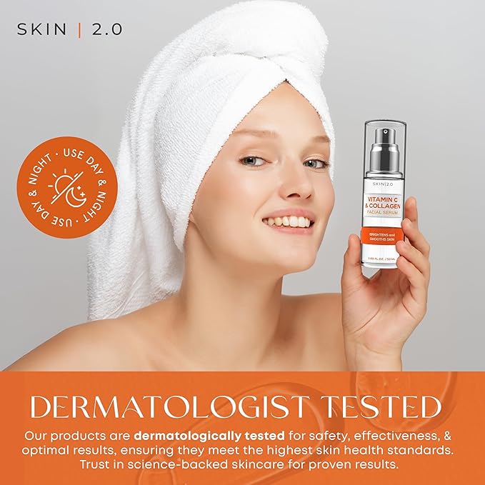 Vitamin C & Collagen Serum & Day Cream Set - Anti-Aging, Dark Spot Remover & Brightening - Dermatologist Tested Korean Skincare - Clean Beauty, Cruelty-Free, All Skin Types - 1.69 Fl. oz