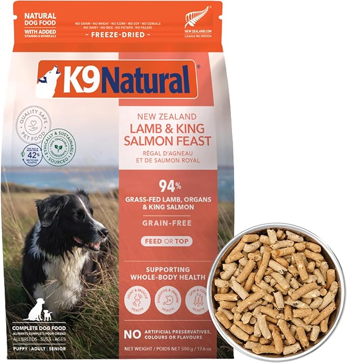 K9 Natural - Grain Free Freeze Dried Dog Food - Lamb & Salmon, 17.6oz