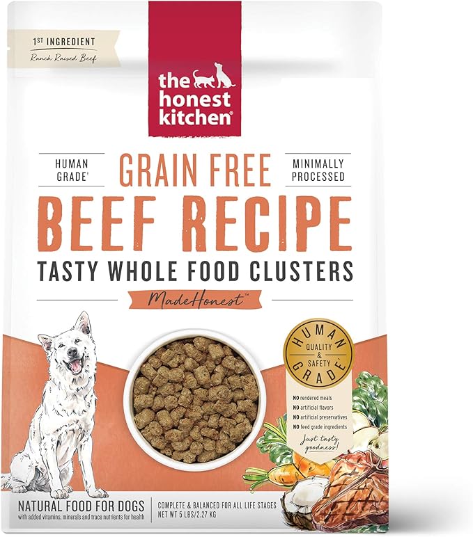 The Honest Kitchen Human Grade Whole Food Clusters Dry Dog Food - Grain Free Beef 5 lb Bag