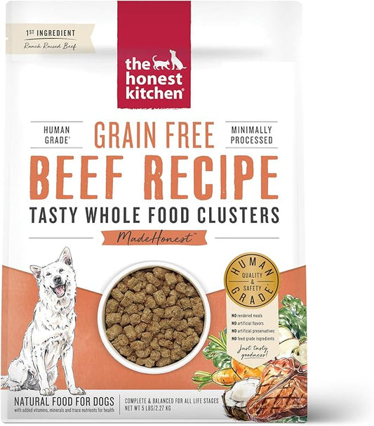 The Honest Kitchen Human Grade Whole Food Clusters Dry Dog Food - Grain Free Beef 5 lb Bag