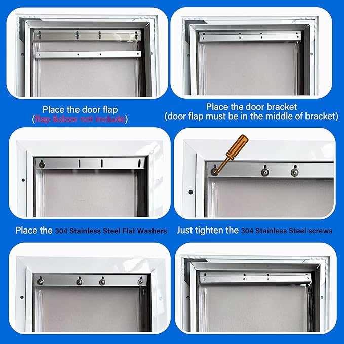 2PCS Aluminium Alloy Dog Door Flap Replacement Bracket Compatible with PetSafe Dog Door Replacement Flaps PAC11-11038 - Easy Installation with 304 Stainless Steel Flat Washers & Screws-Mediumn