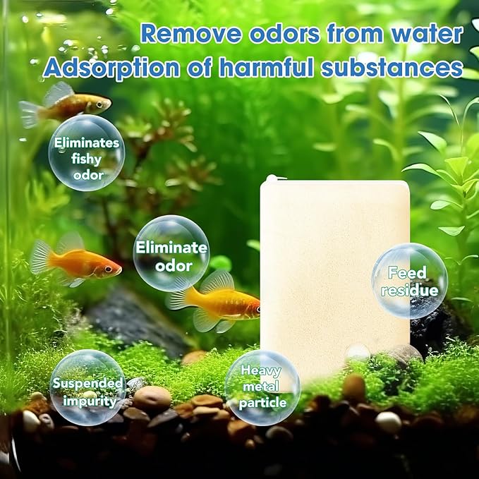 Aquarium Filter Resin for Water Purification, 3 Bags x 200ml, Tannin Remover, Odor Eliminator for Crystal Clear Water