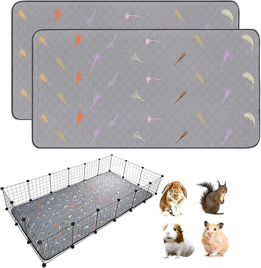 2Pcs Guinea Pig Cage Liners,Guinea Pig Fleece Cage Liners36''X72'' Super Absorbent Washable Pee Pads Reusable for Rabbit Hamster Chinchilla