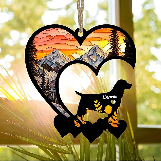 Lovely POD English Springer Spaniel Suncatcher Ornaments, Personalized Springer Spaniel Memorial with Name, Dogs Loss Ornaments, Dog Remembrance Gift, Dog Memory Ornament, Loss of Dogs Sympathy Gifts