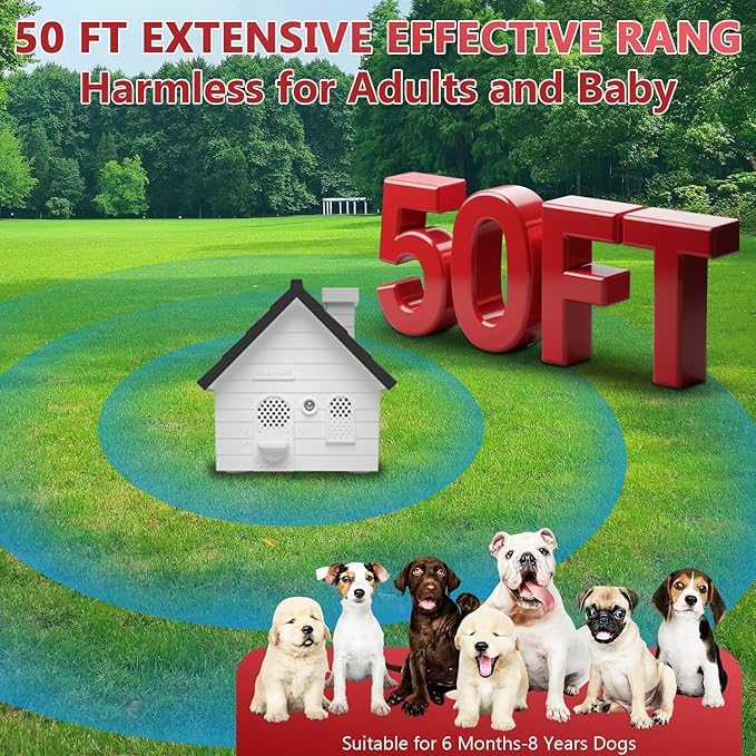 Nigrin Anti Barking Device for Dogs, Bark Box, 3 Modes Dog Barking Deterrent Devices, Weatherproof Anti Bark Device for Dogs, 50 Ft Barking Dog Silencer, A Safe and Effective Anti Barking Device (NO)