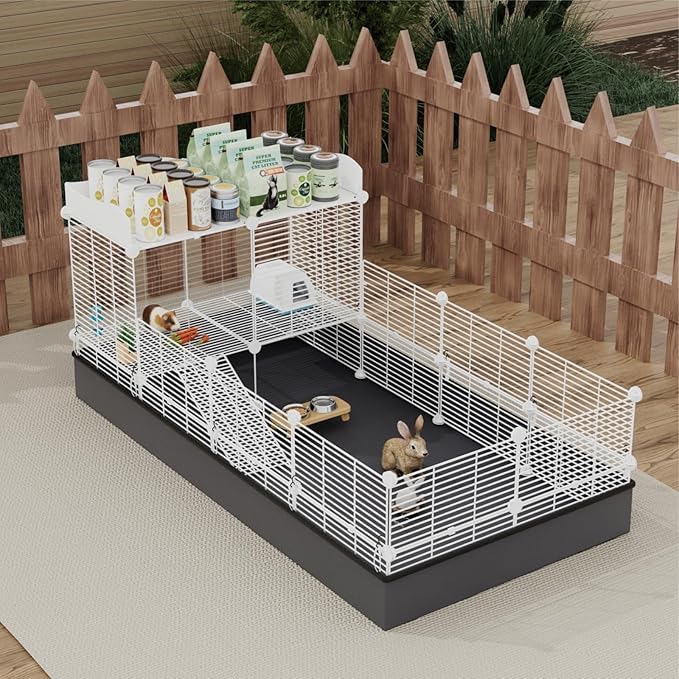Large Guinea Pig Cages Indoor: Small Animal Pet Playpen Metal Fence Yard with Waterproof Mat for Hamster Rabbit Bunny Ferret Rat Chinchilla Hedgehog