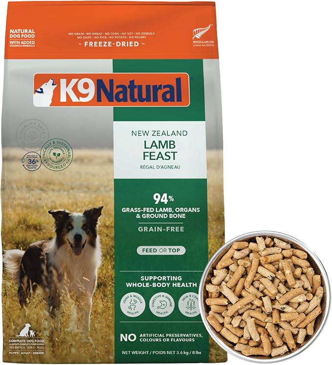 K9 Natural - Grain Free Freeze Dried Dog Food - Lamb, 4lb