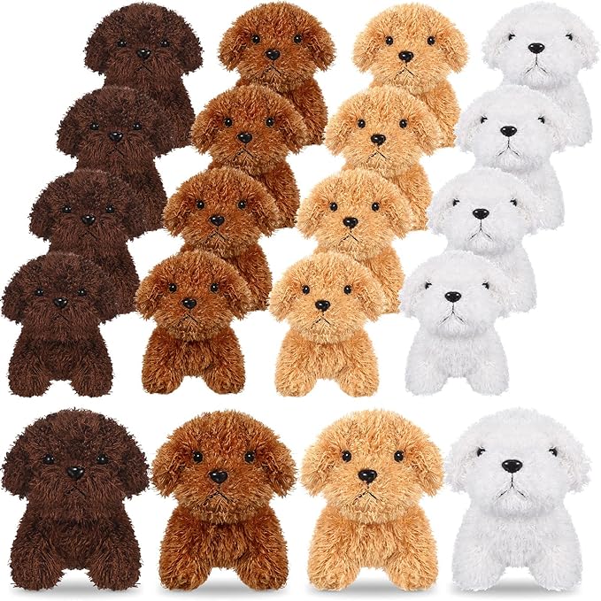 Sosation 20 Pcs 4.72 Inch Mini Puppy Stuffed Animal Adopt a Puppy Favors Small Push Dogs Bulk Valentines Party Gifts for Kids Birthday Easter Fillers Carnival Prize (Cute,Multicolor)
