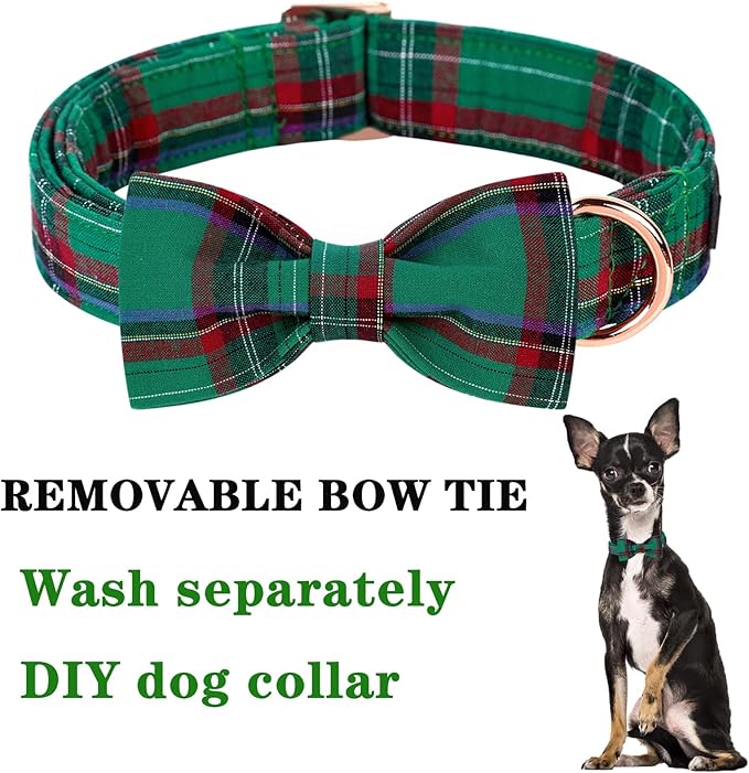 Unique style paws Dog Collar with Bow Tie Christmas Dog Collar for Small Medium Large Dogs with Adjustable Metal Buckle -XS