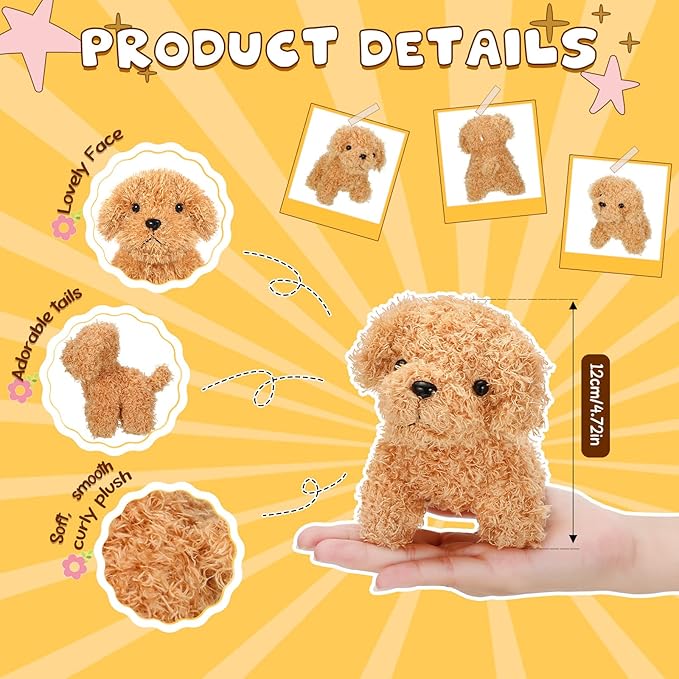 Liliful 50 Pcs Valentine Mini Puppy Dogs Small Stuffed Dog Bulk Cute Stuffed Animal Adopt a Dog Party Favors for Kids Valentine Goodie Bag Fillers Gifts Classroom Birthday(Light Brown,Cute Style)