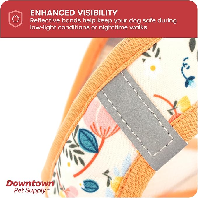 Downtown Pet Supply Step-in Dog Harness – No Pull, Adjustable Padded Mesh with Reflective Trim, Secure Buckle Strap – Comfortable & Breathable Small Dog Harness, Medium, Floral