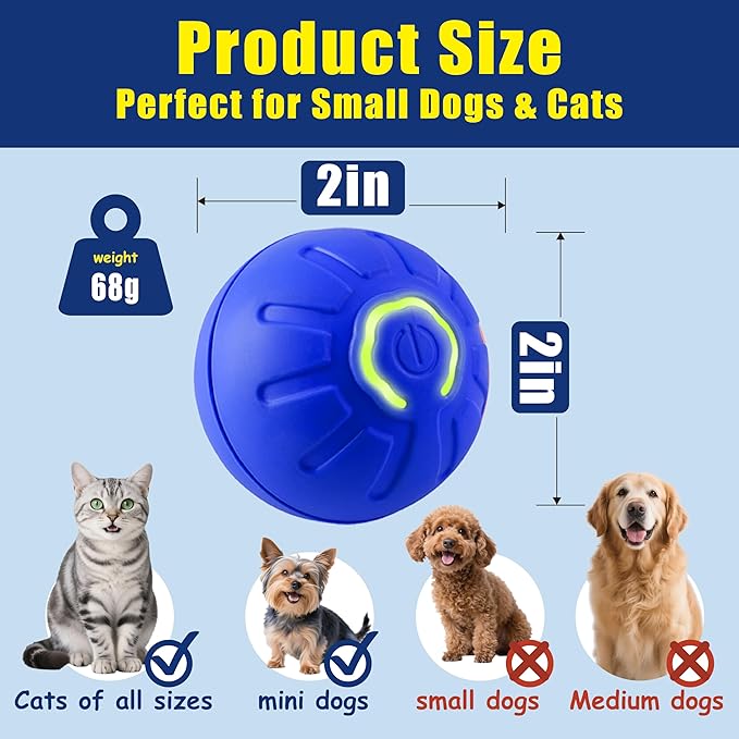 Interactive Self-Moving Dog Toy Ball - Auto Roll & Motion-Activated Play for Puppies, Small & Medium Dogs - Durable, USB Rechargeable Chew-Resistant Ball (Orange