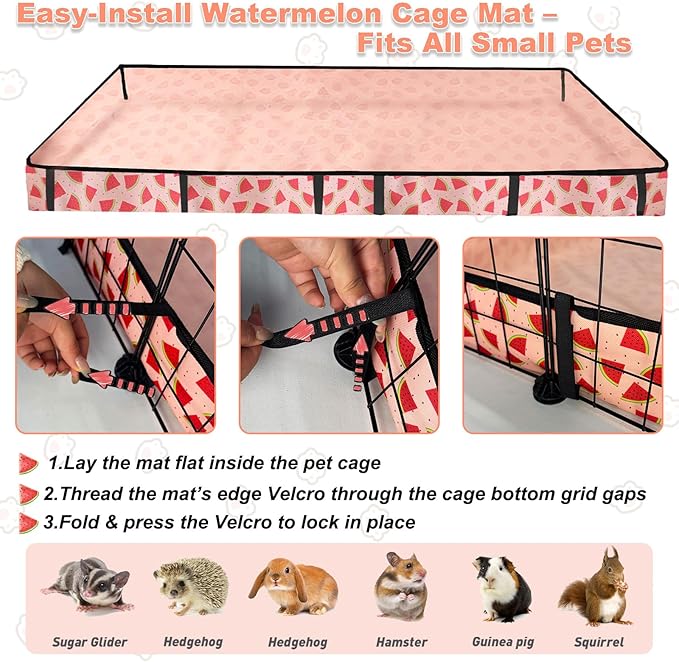 Guinea Pig Cage Liner,Waterproof Liner for Guinea Pigs,Small Animals,Hamster Chinchilla Hedgehog Ferret Rabbit.Watermelon Pattern. (12In C&C 2x4 (24 * 48 inch))