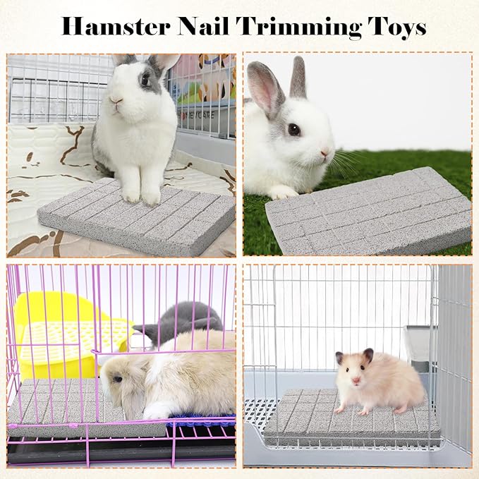 Scratch Foot Pad for Bunny,Rabbit Grinding Claw Chew Stone Natural Hamster Lava Scratching Board Guinea Pig Chew Toys for Chinchilla Ferret Gerbil Rat Squirrel Hedgehog Rabbit Cage Accessories