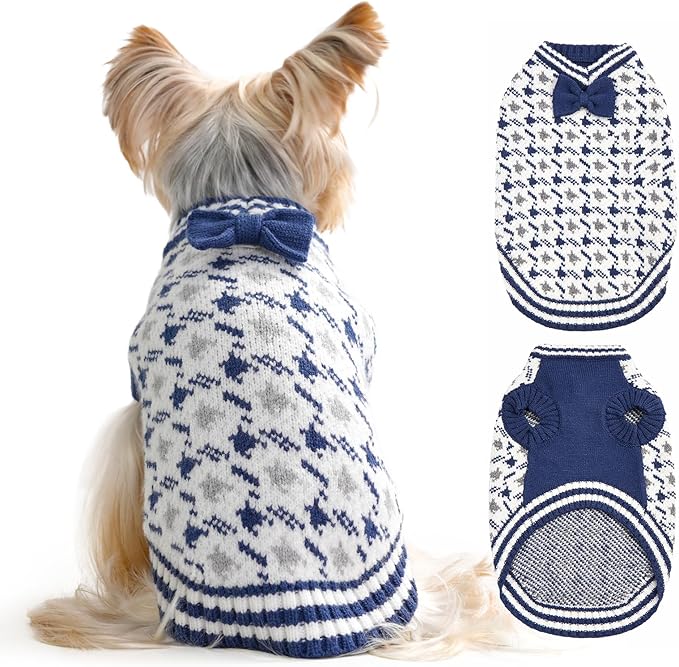 Dog Knitted Sweater Puppy Sweater Warm Soft Pet Halloween Christmas Sweater for Small Medium Dogs and Cats Sweaters (Blue, XL)