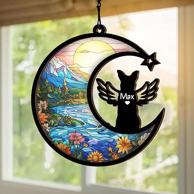 Chillever German Shepherd Memorial Suncatcher – Personalized Pet Remembrance Ornament, Custom Dog Loss Gift