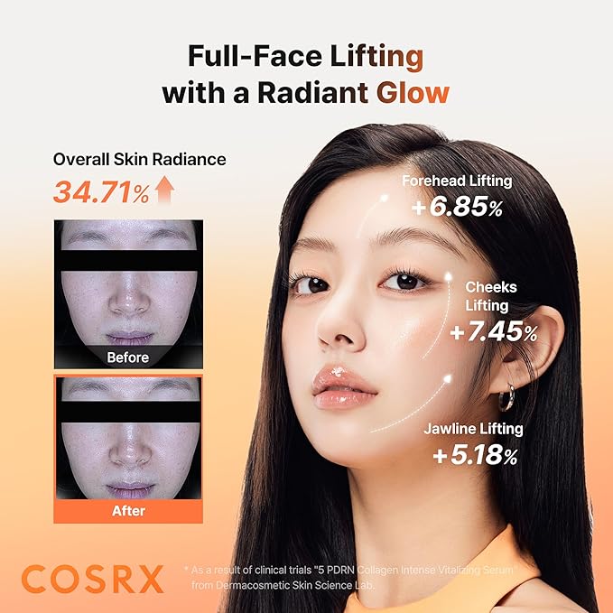 COSRX 5 PDRN Collagen Intense Vitalizing Serum - Korean Serum for Skin Firming & Glowing with Salmon DNA, Centella, Lactobacillus PDRN & Collagen, Korean Skin Care (3.38 fl.oz.)