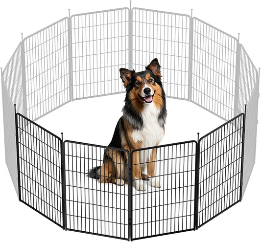 SunsGrove Dog Playpen Outdoor, Heavy Duty 45 Inch 4 Panels Play Pen for Large Dogs, Free and Safe Play Dog Fence, Black