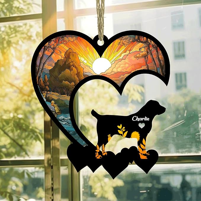 Lovely POD Central Asian Shepherd Suncatcher Ornaments, Personalized Central Asian Shepherd Memorial with Name, Dogs Loss Ornaments, Dog Remembrance Gift, Dog in Memory, Loss of Dogs Sympathy Gifts