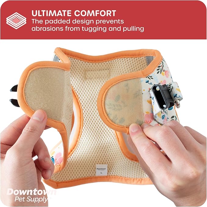 Downtown Pet Supply Step-in Dog Harness – No Pull, Adjustable Padded Mesh with Reflective Trim, Secure Buckle Strap – Comfortable & Breathable Small Dog Harness, XX-Small, Floral