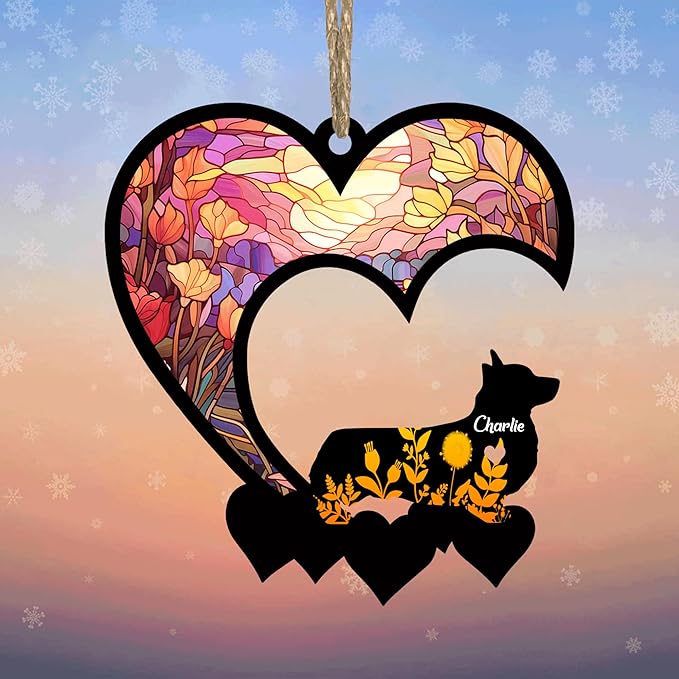 Lovely POD Corgi Suncatcher Ornaments, Personalized Corgi Memorial with Name, Dogs Loss Ornaments, Dog Remembrance Gift, Dog Memory Ornament, Loss of Dogs Sympathy Gifts