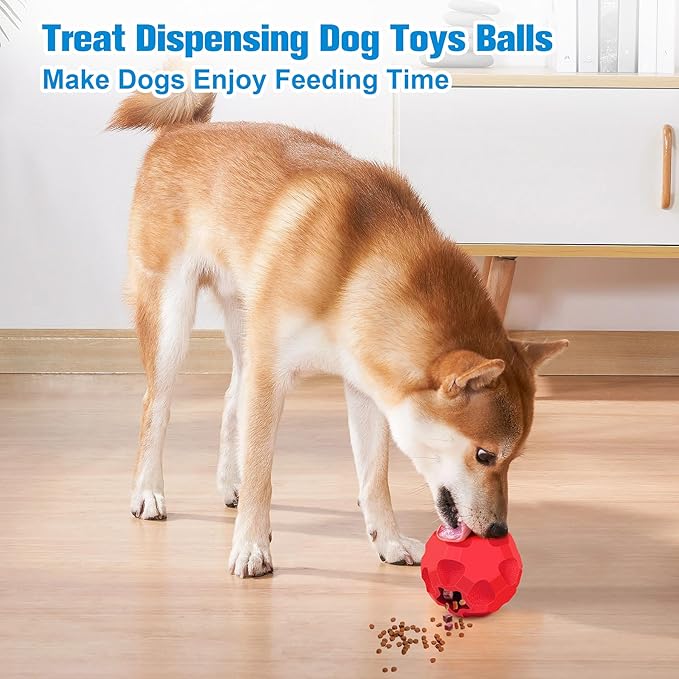 2 Pack Indestructible Dog Toy Balls for Aggressive Chewers, Interactive 3.15”Squeaky Dog Balls and 3.54”Treat Dispensing Ball to Keep Them Busy, Chew Toys for Large Dogs, Enrichment Toy