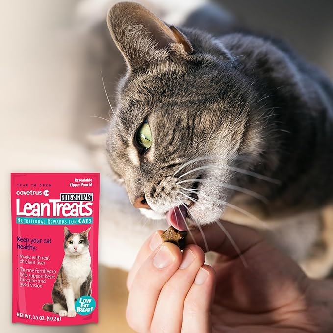 Covetrus Nutrisential Lean Treats for Cats - Soft Cat Treat for Small, Medium, Large Cats - Nutritional Low Fat Bite Size - Chicken Flavor - 10 Pack - 3.5oz
