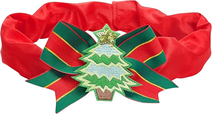 Blueberry Pet Festival Fever Christmas Tree Dog Collar Cover – Holiday Decorative Accessory Fits Small, Medium & Large Dog Collars