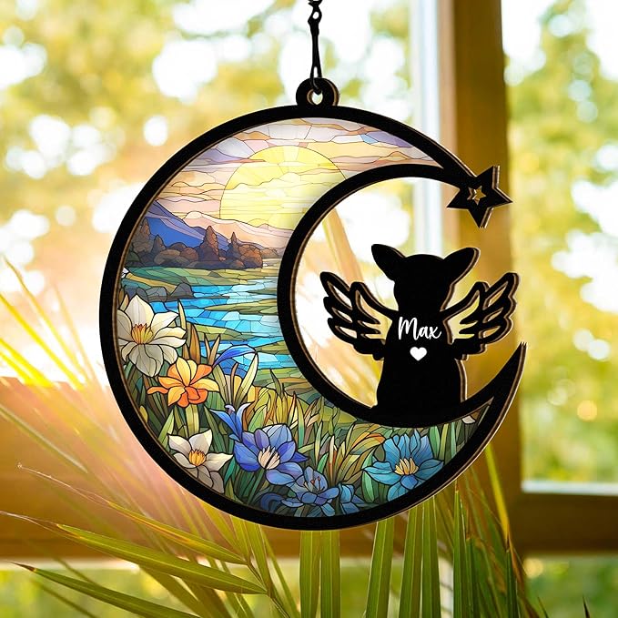 Chillever Chihuahua Memorial Suncatcher – Custom Pet Remembrance Gift, Dog Loss Sympathy Ornament
