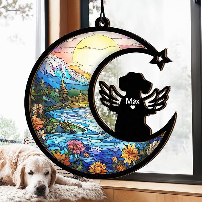 Chillever Dachshund Memorial Suncatcher – Custom Pet Remembrance Ornament, Dog Loss Sympathy Gift