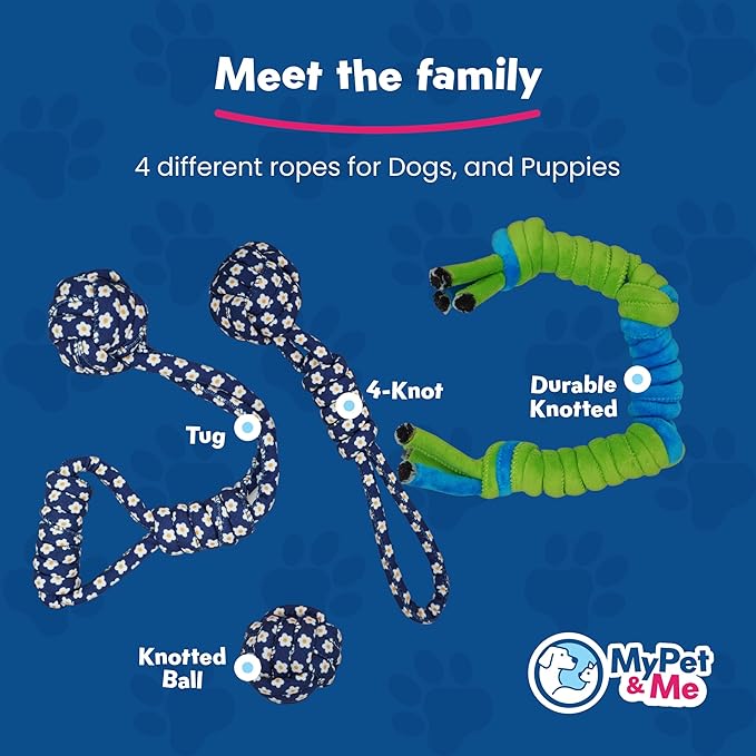 My Pet & Me - Tug of War Rope Dog Toy (17 Inch) - Durable Chew Toy for All Dog Sizes - Perfect for Interactive Play, Training, and Bonding with Puppies & Active Dogs