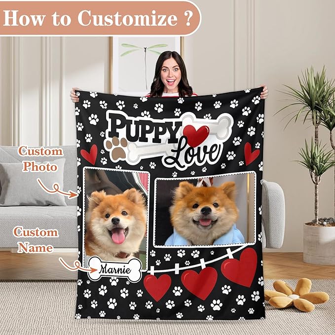 Pet Memorial Blanket Gift - Personalized Dog Memorial Blankets, Pet Sympathy Gifts for Loss of Dogs for Pets Lovers, Dog Bereavement Passing Away Gift, Custom Dogs Blanket (C)